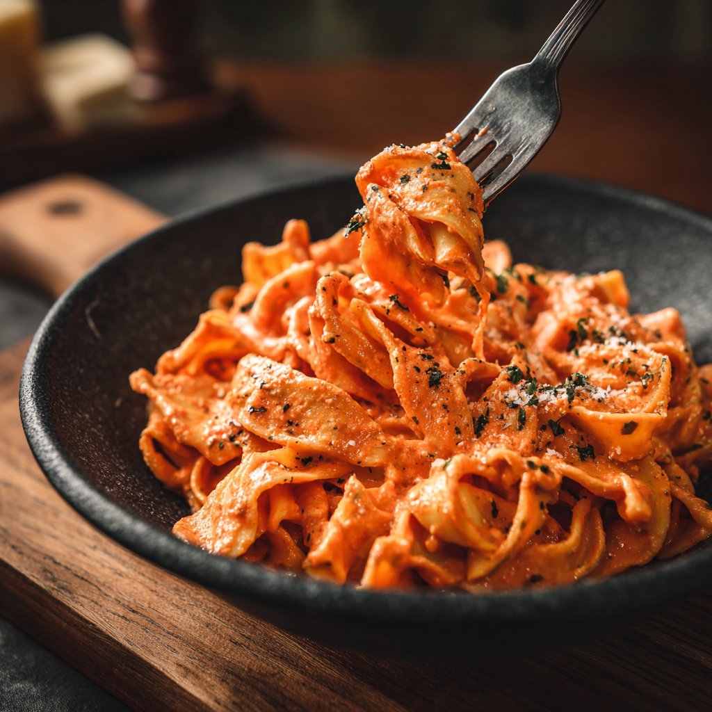Pasta mit rosa Vodkasauce