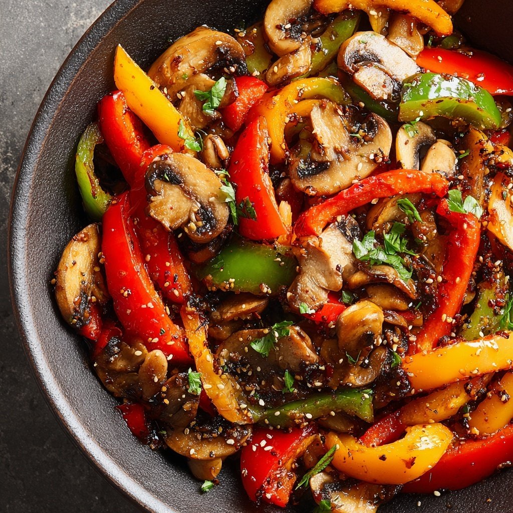 Gemüsepfanne mit Pilzen und Sojasauce