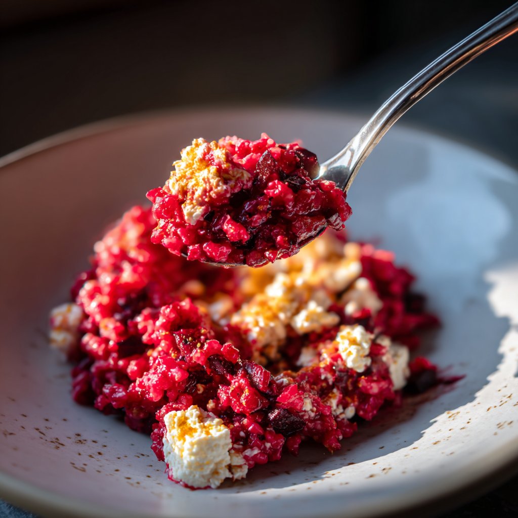Rote-Bete-Risotto mit Ziegenkäse
