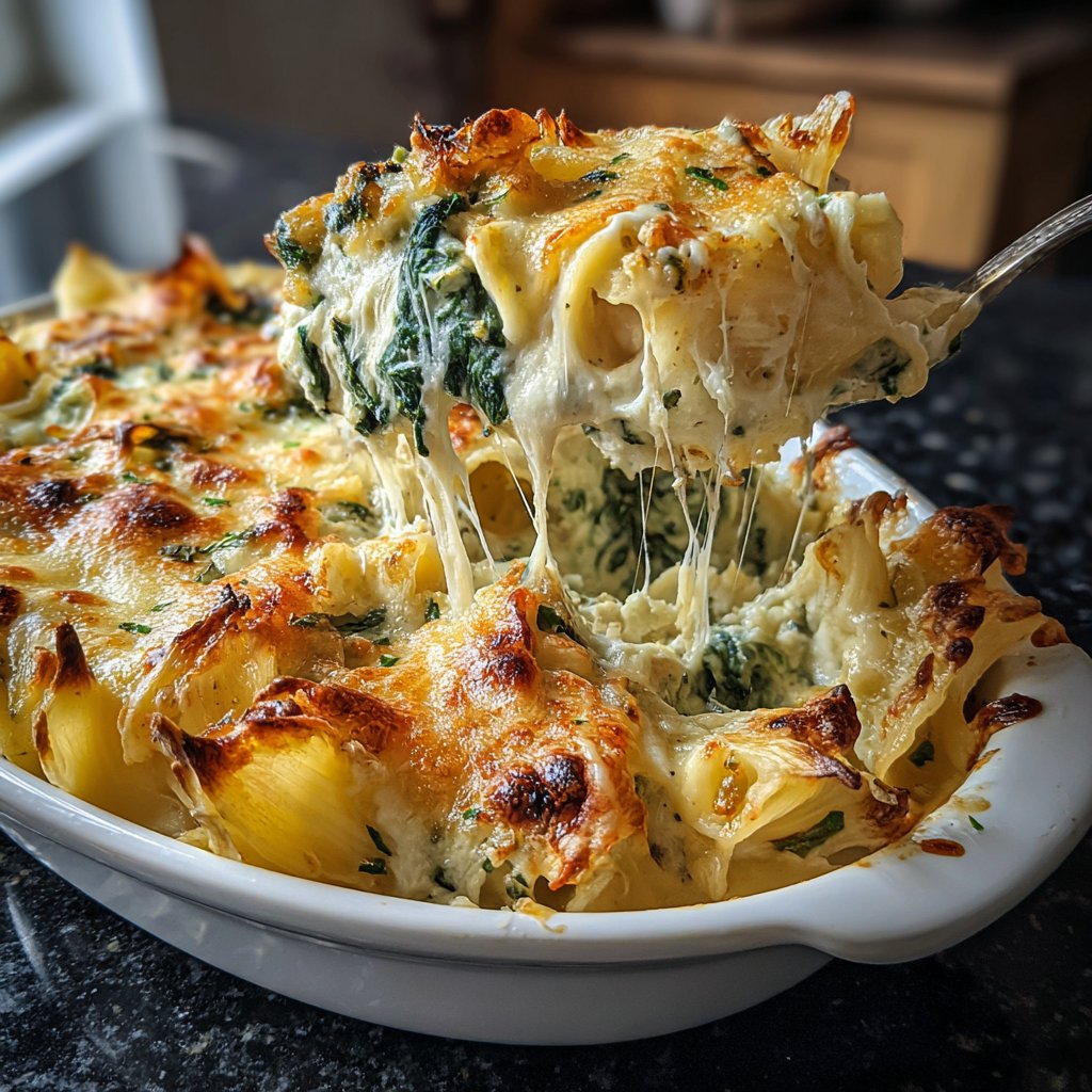 Nudelauflauf mit Ricotta und Spinat