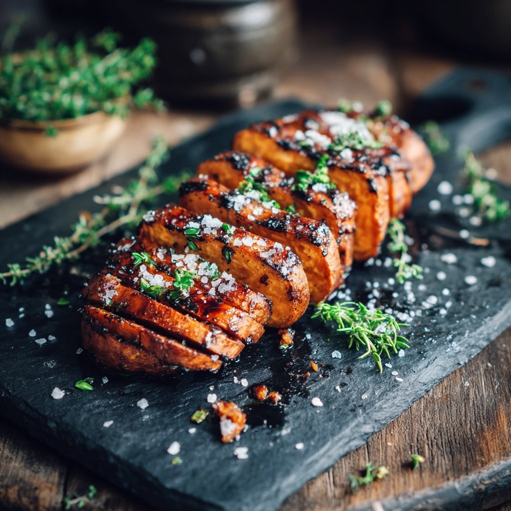 Gegrillte Süßkartoffeln Spalten