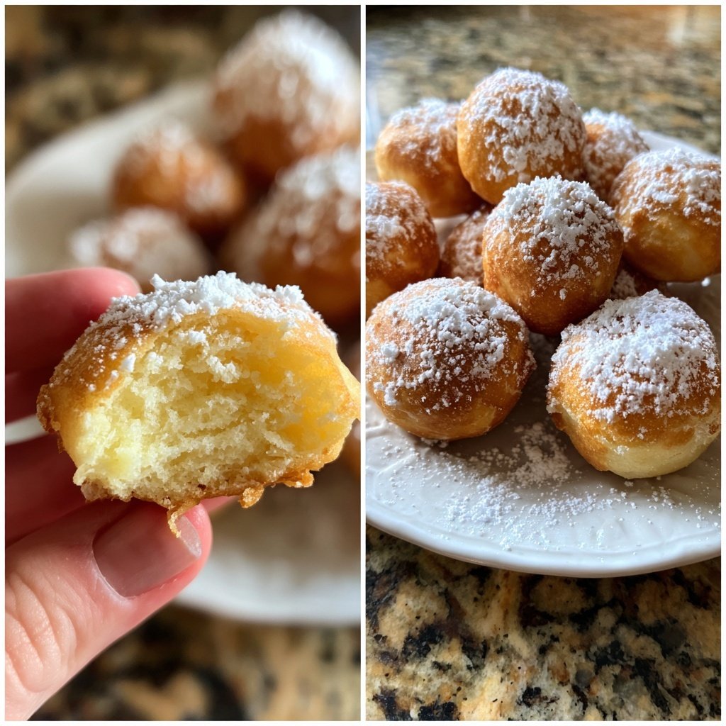Quarkbällchen mit Vanille und Puderzucker