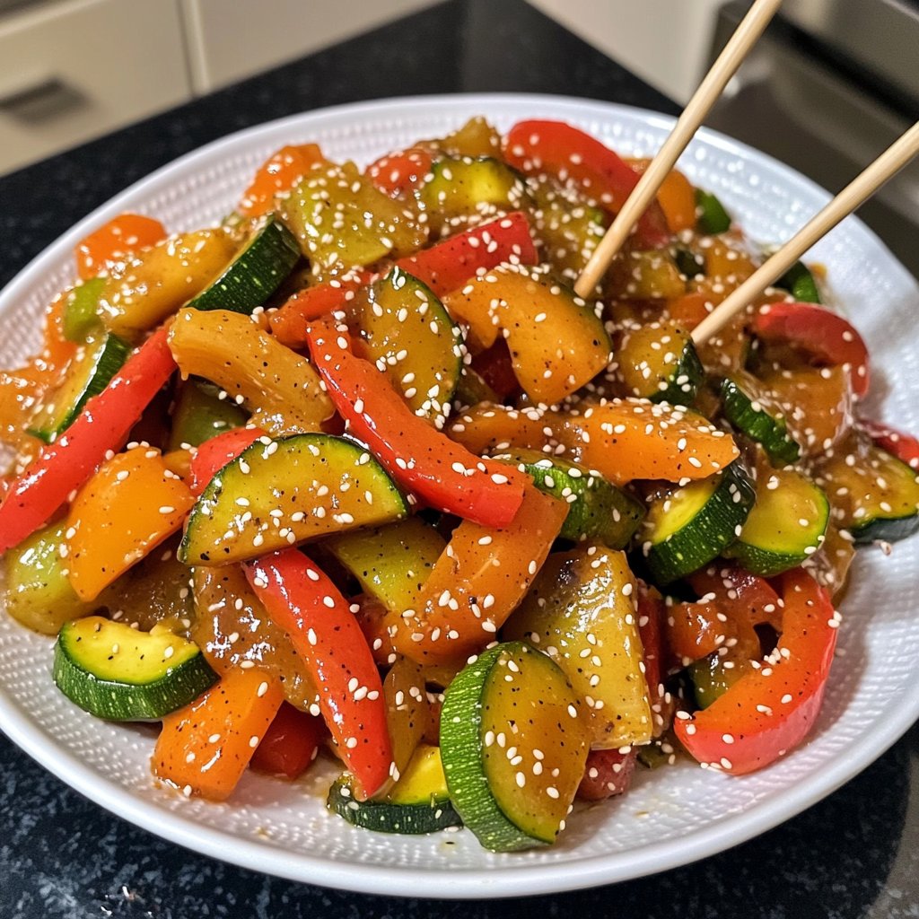 Gemüsepfanne mit Sesam