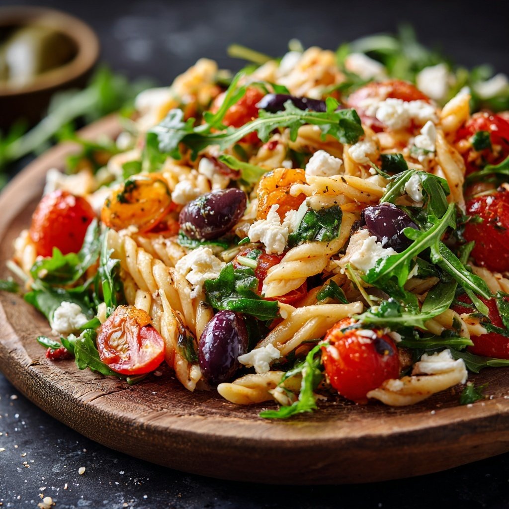 Mediterraner Nudelsalat Mit Rucola